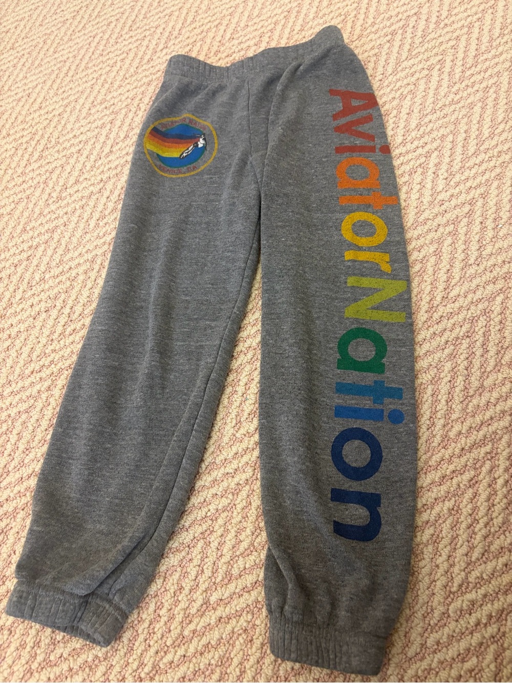 Aviator Nation Kids Heather Gray Joggers with Rainbow Logo